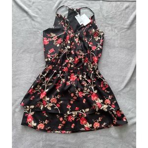 Joie Black and Red Floral Dress